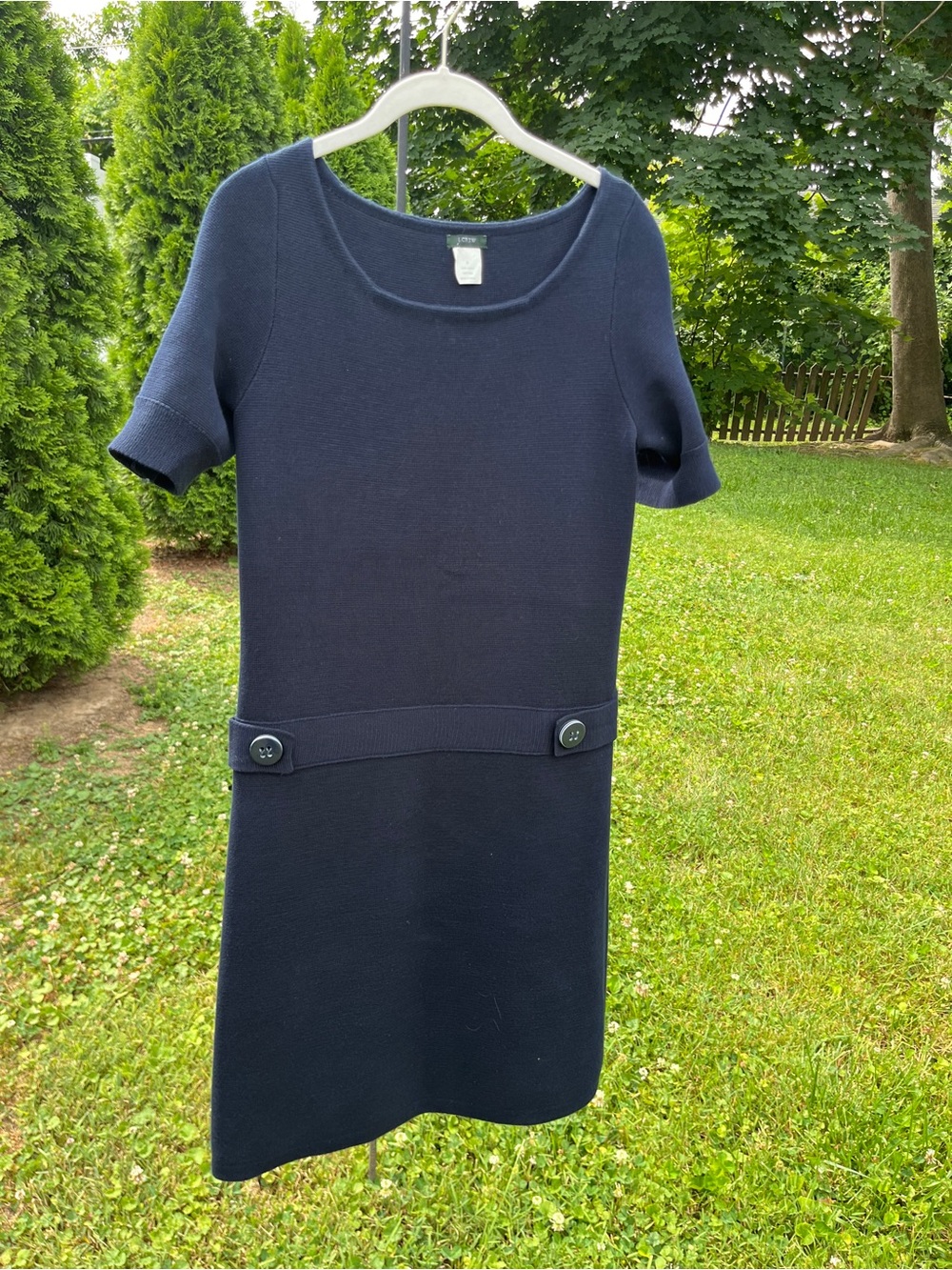 J. Crew Navy Nautical Short-Sleeve Knit Dress. Substantial weight!